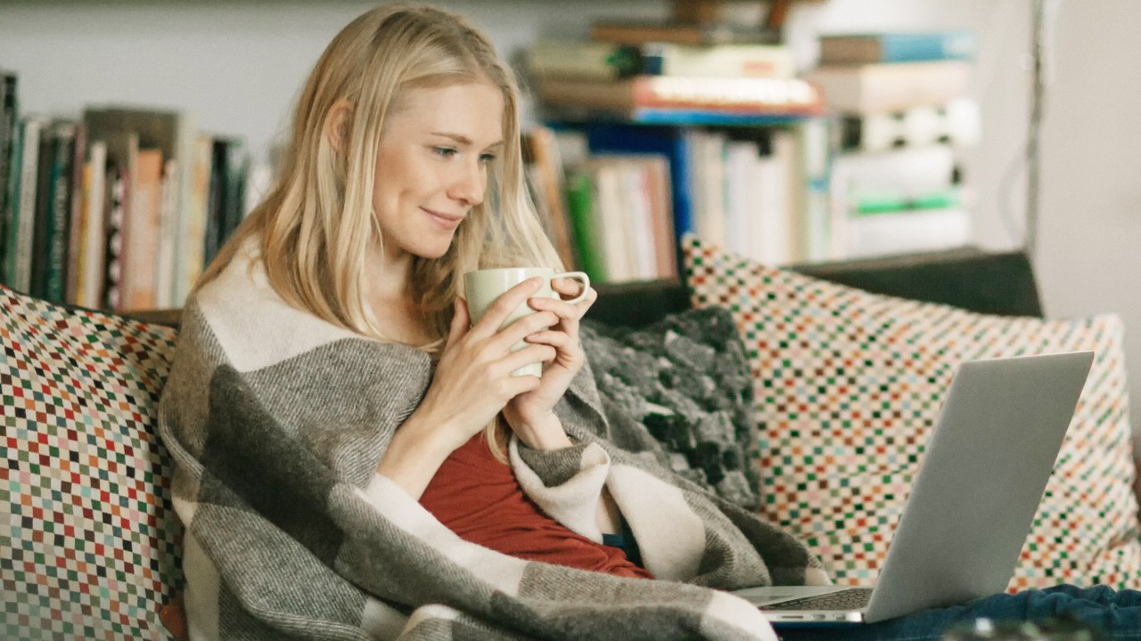Woman on a laptop at home
