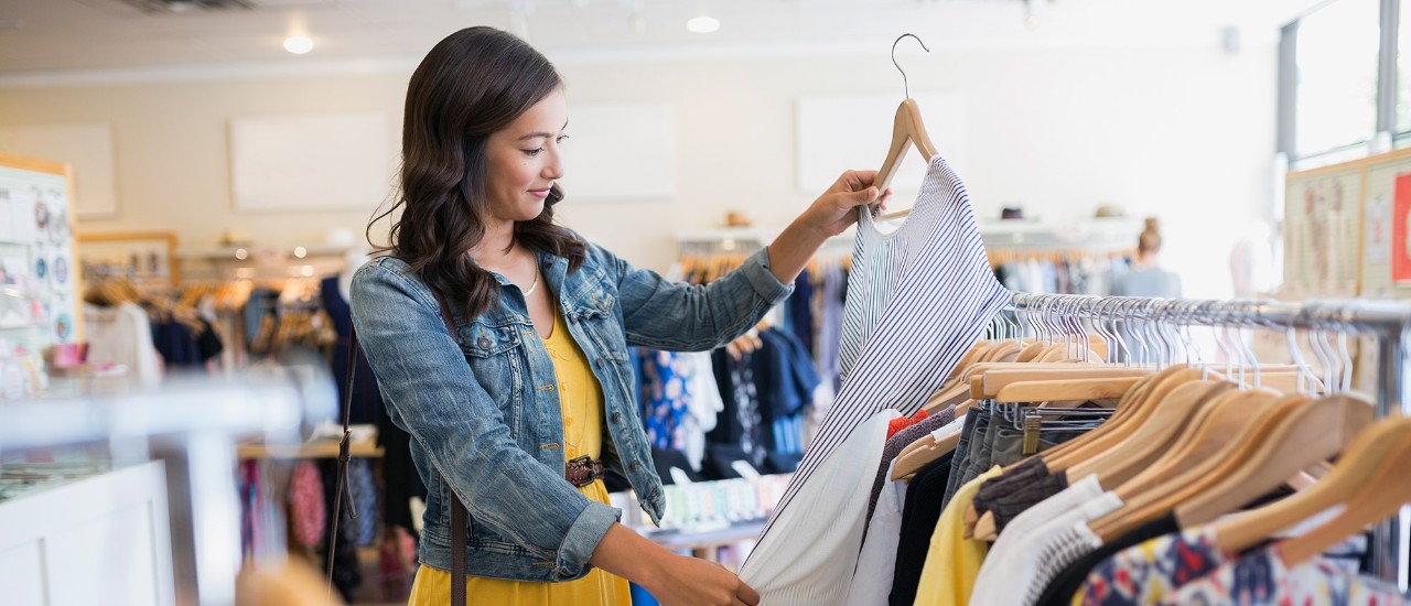 Woman choosing dress